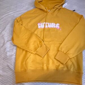 Yellow Hoodie with 'Future' Graphic